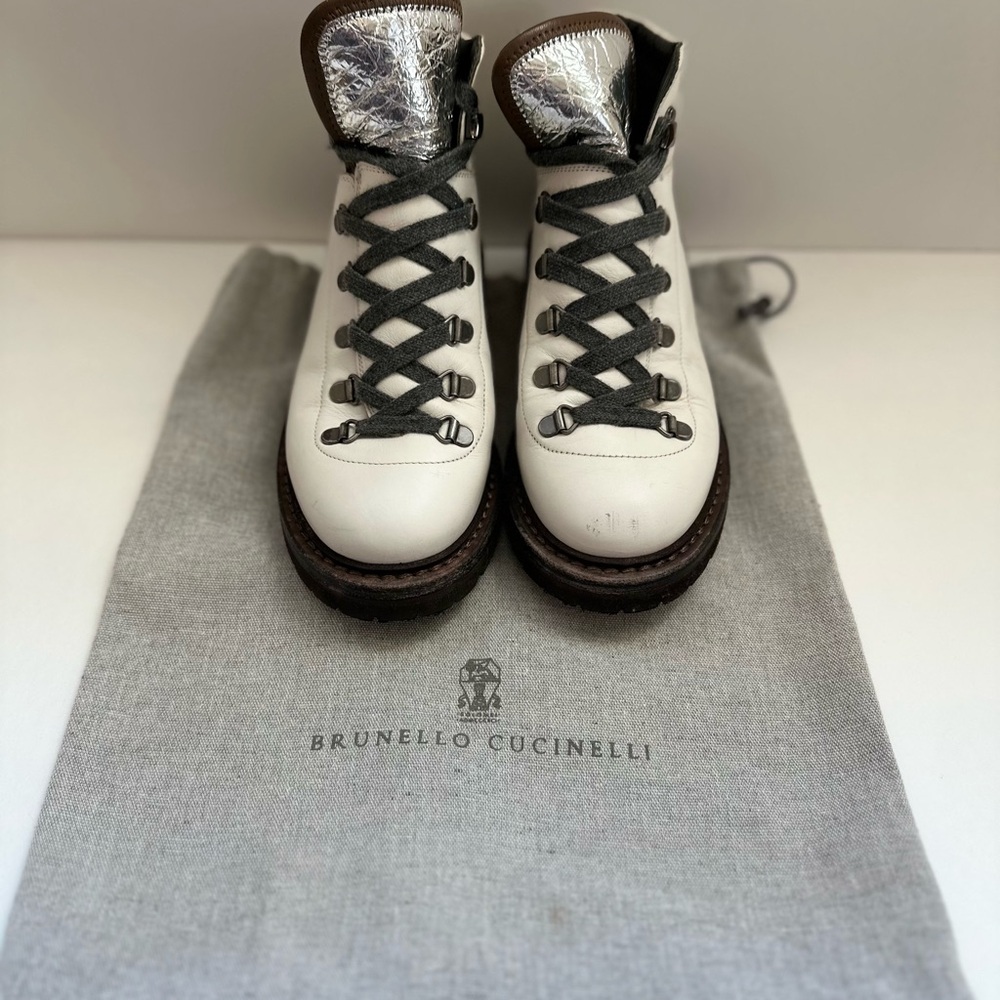 Brunello Cucinelli White Hiking Boots